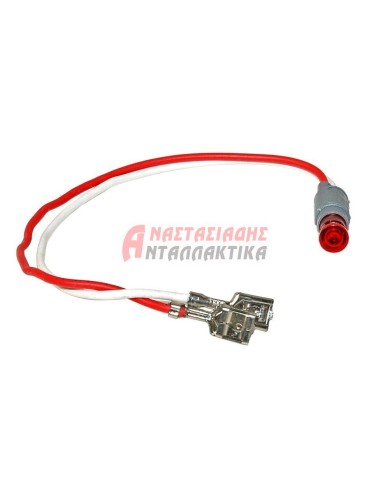 Λυχνία ενδεικτική (220V, με παξιμάδι + καλώδια) κόκκινη