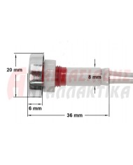 Λυχνία ενδεικτική κόκκινη (220V με παξιμάδι + καλώδια)