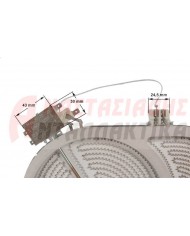 Εστία κεραμική διπλή οβάλ Ø285 x 192mm, 900+1500W - 220V, με 6 άκρα