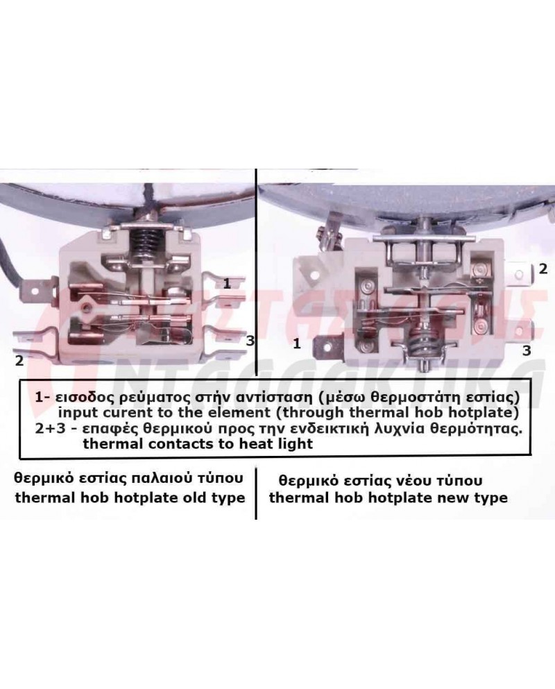 Εστία κεραμική διπλή, Ø230mm, 1000+2000W - 220V, 6 άκρα