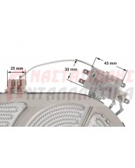 Εστία κεραμική διπλή οβάλ, (Ø270 x 165mm), 800+1000W - 220V, με 5 άκρα