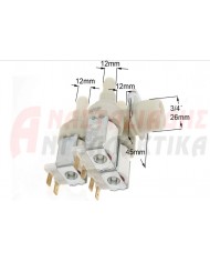 Τριπλή βαλβίδα πλυντηρίου ρούχων (220V, γωνία, πίσω άκρα Φ12)