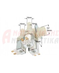 Τριπλή βαλβίδα πλυντηρίου ρούχων (220V, γωνιακή, Φ14)