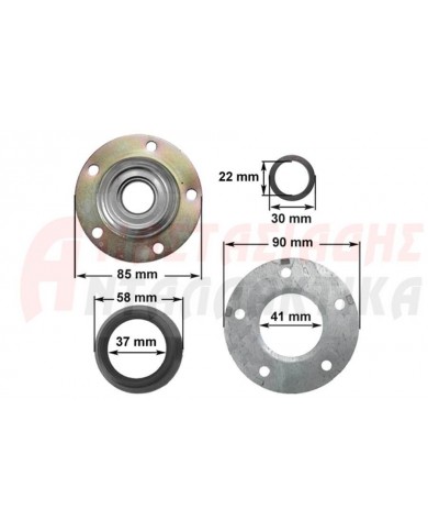 Σετ ρουλεμάν 6204 + τσιμούχα + βάση πλυντηρίου ρούχων