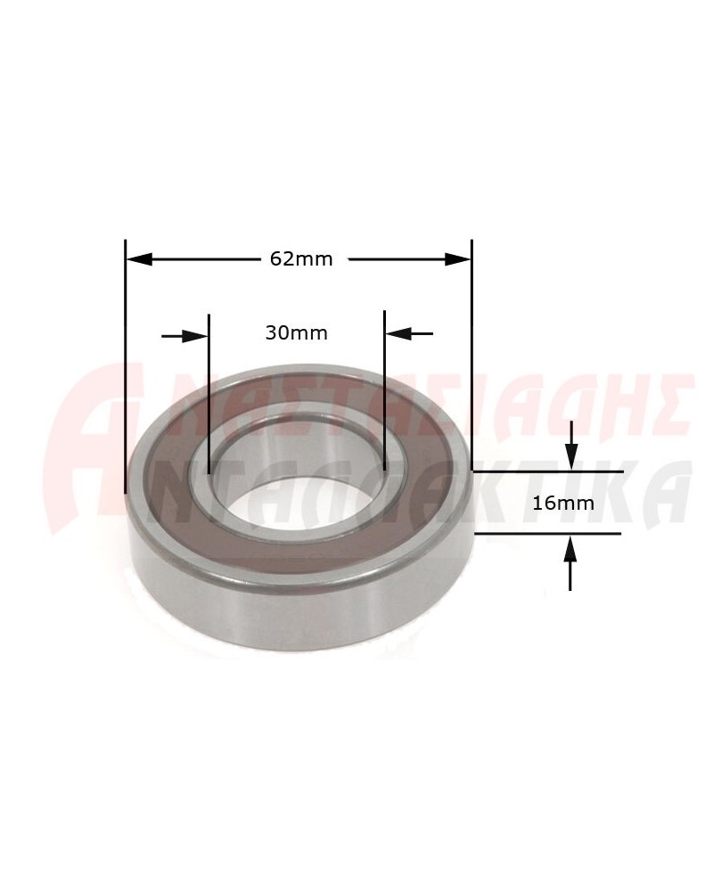 Ρουλεμάν πλυντηρίου ρούχων 6206 ΖΖ  (30mm x 62mm x 16mm)