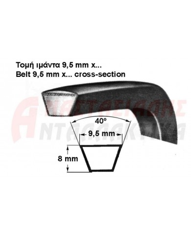 Ιμάντας τραπεζοειδής πλυντηρίου ρούχων 9,5 x 1300