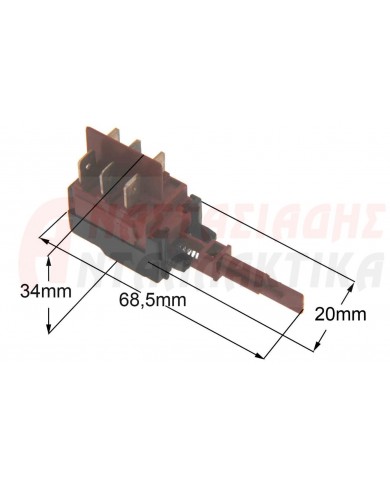 Διακόπτης πλυντηρίου ρούχων (πατητός με μανδάλωση - 6 επαφών)
