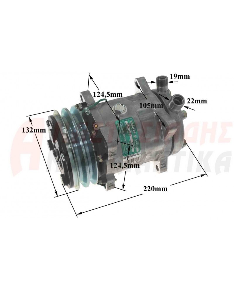 Συμπιεστής ψυγείου SD5S14, 12V, 2A, 132mm, A/7086