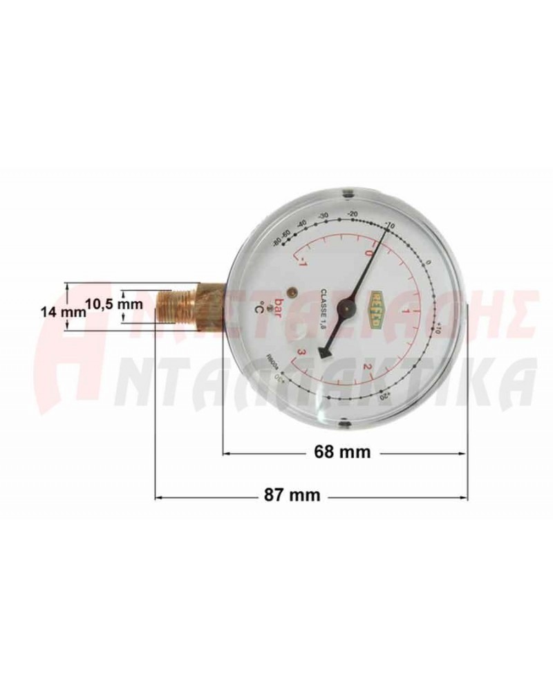 Πιεσόμετρο, μανόμετρο χαμηλής πίεσης R600 -1 έως +3 BAR
